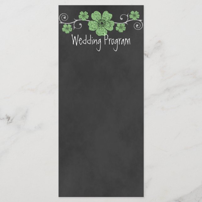 Carte du programme de mariage Wild Green Rose Chal (Devant)