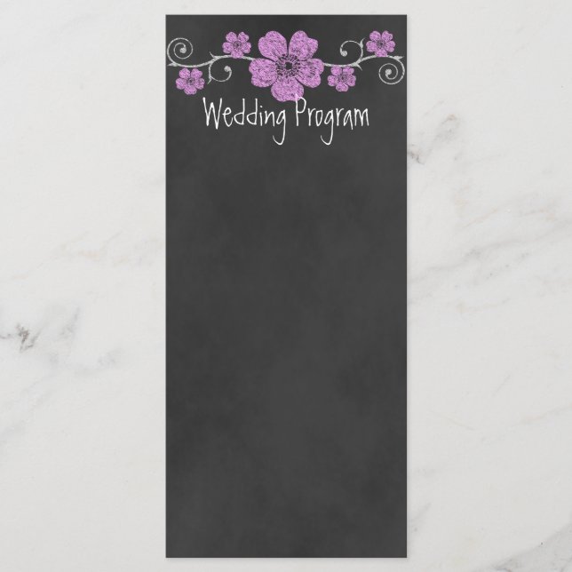 Carte du programme de mariage Wild Pink Roses Chal (Devant)