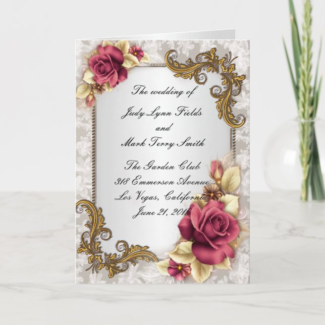 Carte du programme de roses rouges élégantes (Devant)