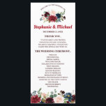 Carte du programme Floral Rustic Boho de la Marine<br><div class="desc">Carte du programme de mariage de la marine rouge bordeaux florale rustique de la marine. Parfait pour un mariage de automne. Le design comprend un bouquet époustouflant de bordeaux / Marsala, pêche, fleurs marines / roses avec feuilles assortis. S'il vous plaît trouver d'autres modèles et variantes dans mon magasin "blissweddingpaperie"....</div>