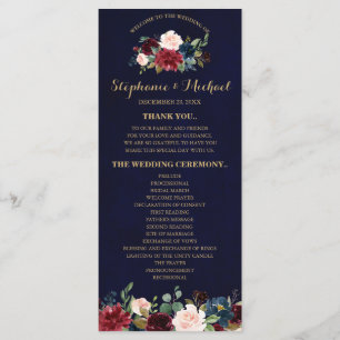 Carte du programme Floral Rustic Boho de la Marine