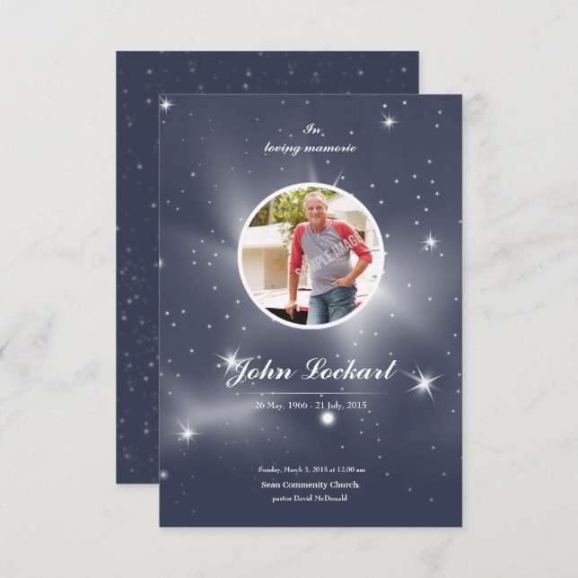 Carte du programme funéraire commémoratif (Devant / Derrière)