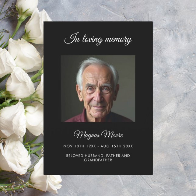 Carte du programme funéraire photo noir (Créateur téléchargé)