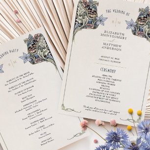 Carte du programme Mariage Art Nouveau vintage