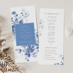 Carte du programme Mariage Floral Toile Bleue Fran