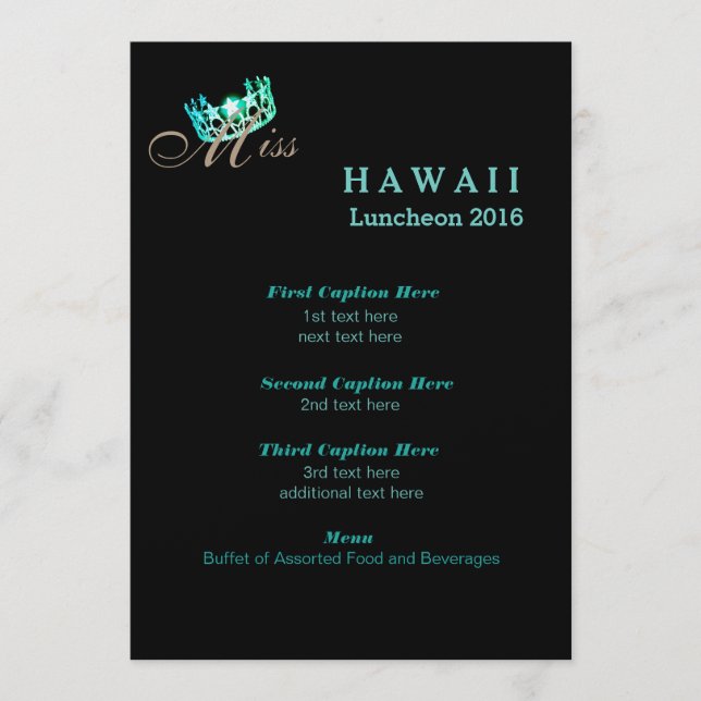 Carte du programme Miss USA Black Shimmer Luncheon (Devant)