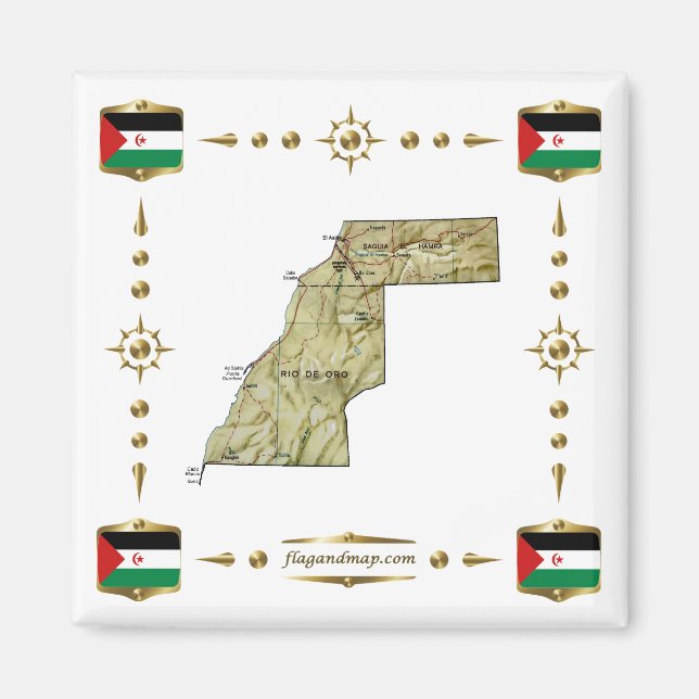Carte du Sahara occidental + Magnet des drapeaux (Devant)