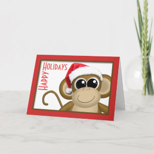 Carte du Singe du Père Noël "Joyeuses fêtes"