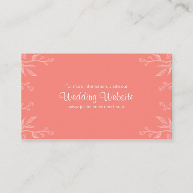 Carte du site de mariage simple et élégant Coral (Devant)