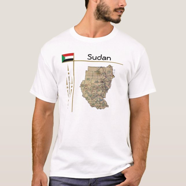 Carte du Soudan + Drapeau + Titre T-shirt (Devant)