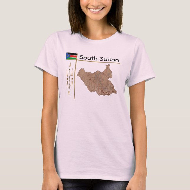 Carte du Sud-Soudan + Drapeau + Titre T-shirt (Devant)