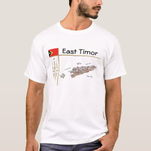 Carte du Timor Oriental + Drapeau + Titre T-shirt