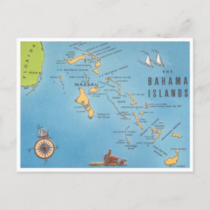 Carte du tourisme Vintage des îles Bahama