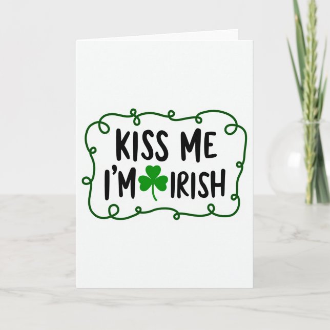 Carte du trèfle irlandais Embrasse-moi (Devant)