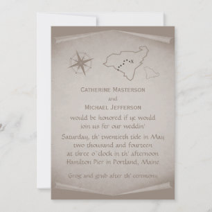 Carte du trésor Invitation de mariage, Beige