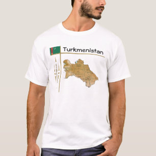 Carte du Turkménistan + Drapeau + Titre T-shirt