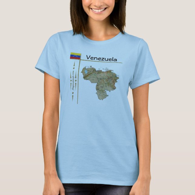 Carte du Venezuela + Drapeau + Titre T-shirt (Devant)