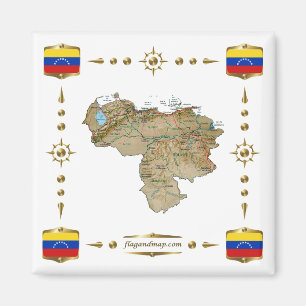 Carte du Venezuela + Pavillons Magnet