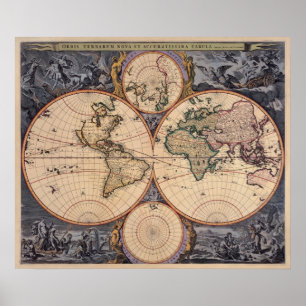 Carte du Vieux Monde Carte antique Poster