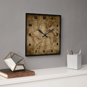 Carte du vieux monde - Horloge personnalisée