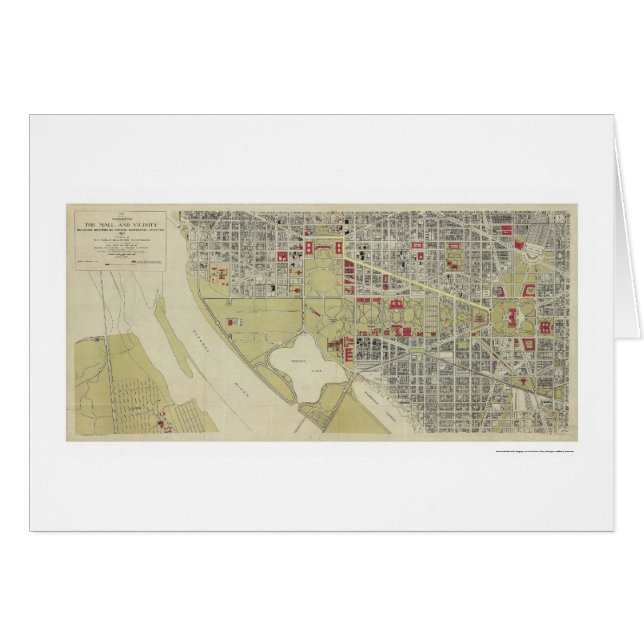 Carte du Washington DC et du mail 1917 (Devant horizontal)