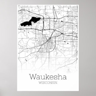 Carte du Waukesha - Wisconsin - Poster de la carte
