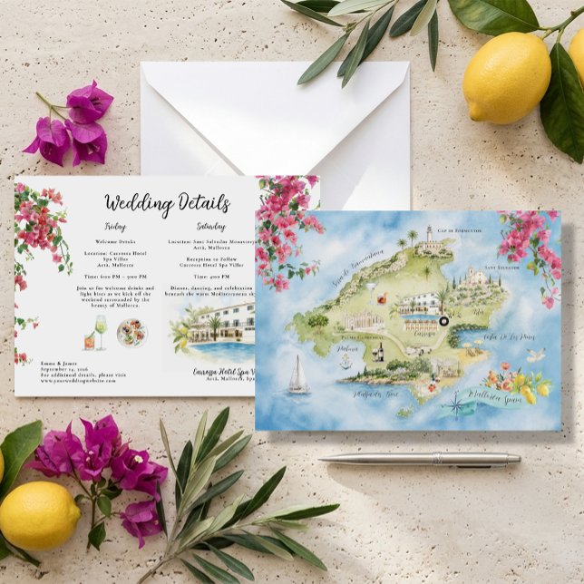 Carte du week-end de mariage à Majorque | Itinérai (Créateur téléchargé)