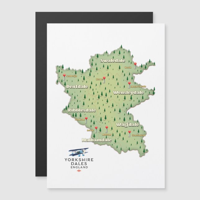 Carte du Yorkshire Dales Angleterre (Devant / Derrière)