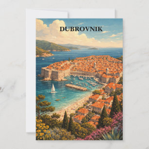 Carte Dubrovnik Croatie Art de Voyage Vintage