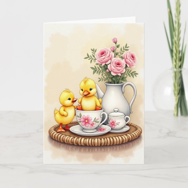 Carte Duckling Tea Party Scene Card (Devant)
