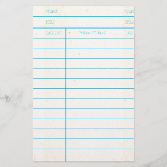 Carte due de date de livre de bibliothèque (Devant)
