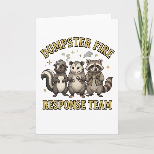 Carte Dumpster Fire Response Team Raccoon Opossum Funny (Devant)