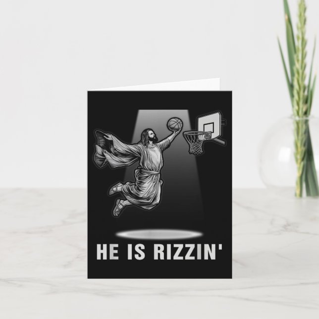 Carte Dunking Jesus Il Est Rizzin Basketball Pâques Chri (Devant)