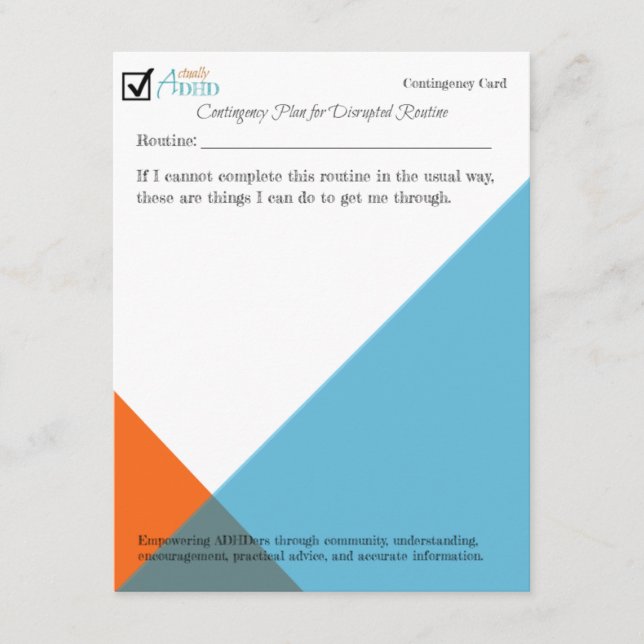 Carte d'urgence pour les perturbations courantes (Devant)