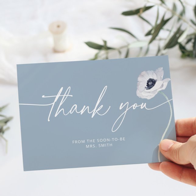 Carte Dusty bleu floral minimaliste mariage merci (Créateur téléchargé)
