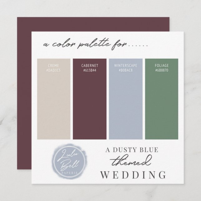 Carte Dusty Blue Burgundy & Green Color Palette (Devant / Derrière)