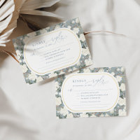 Dusty Blue Chinoiserie White Floral Wedding RSVP