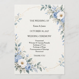 Carte Dusty Blue Floral Wedding Ceremony Program