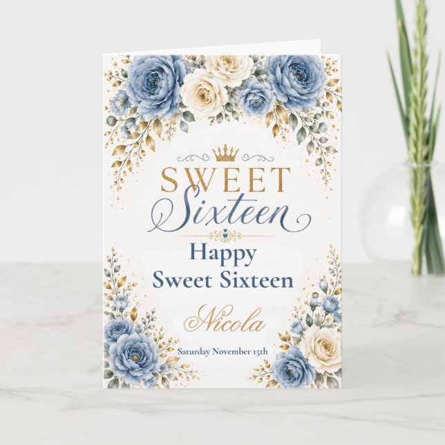 Carte Dusty Blue Gold Sweet Seize (Devant)