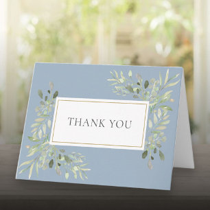 Carte Dusty Blue Greenery Mariage Merci
