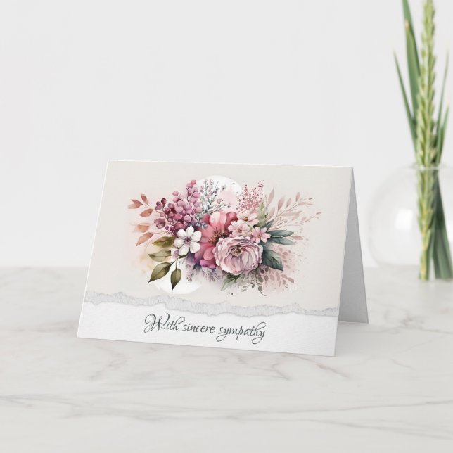 Carte Dusty Rose Floral Bouquet Sympathie (Devant)