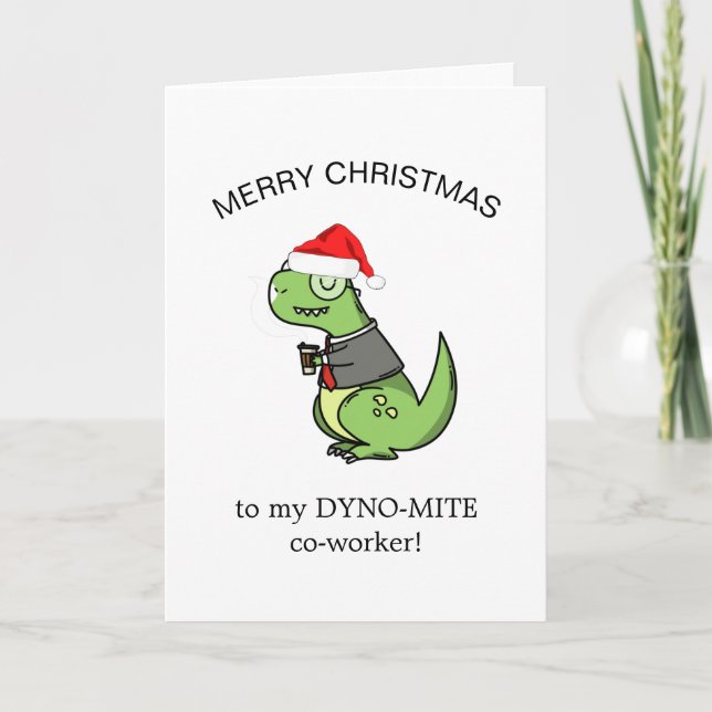 Carte dynamite collègue dinosaure drôle joyeux Noël (Devant)
