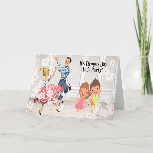 Carte Dyngus Day Party Time Card avec danseurs (Devant)