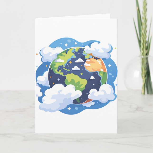 Carte  Earth Illustration with Clouds in Space (Devant)