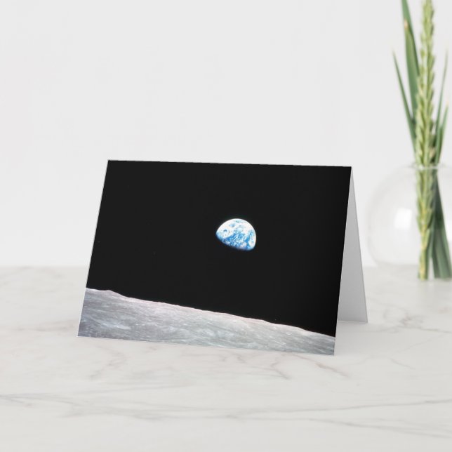 Carte Earthrise : avec citation— Tiré d'Apollo 8 (Devant)