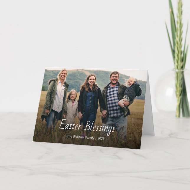 Carte Easter Blessings Christian Family Photo Modern (Devant)