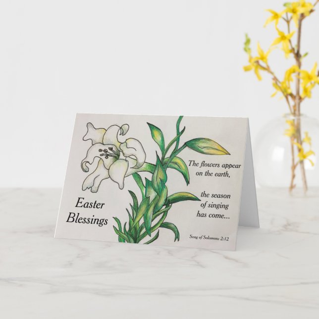 Carte Easter Blessings Lily Card Bible Quote (Fleur jaune)