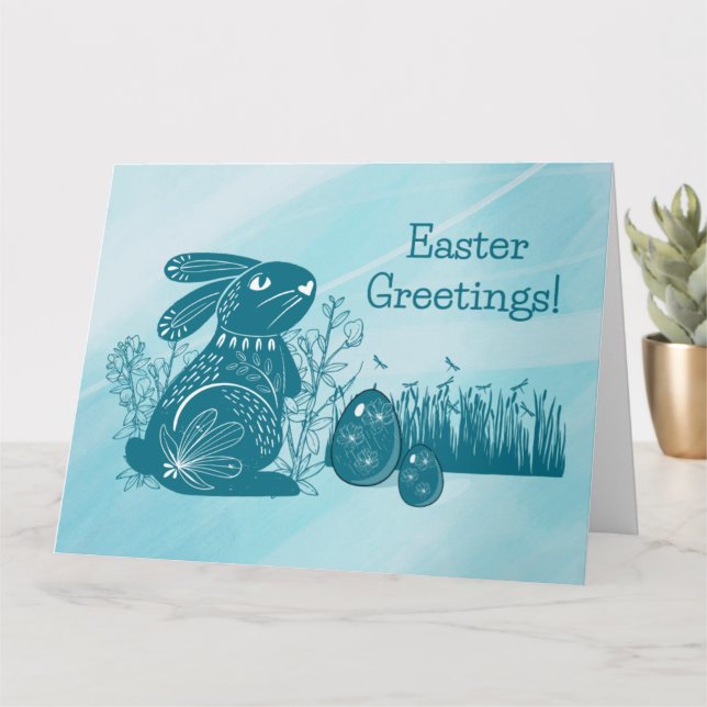 CARTE EASTER BUNNY SALUT (Petite plante)