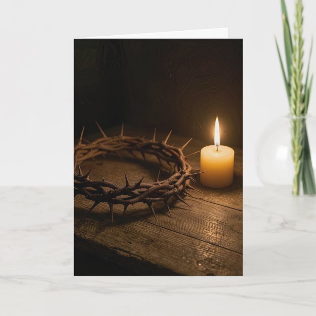 Carte Easter Crown of Thorns Illuminated By a Candle (Devant)