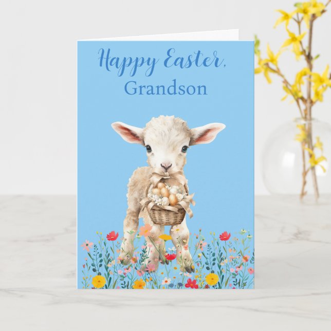 Carte Easter Lamb & Coloring Page Folded Greeting Card  (Fleur jaune)